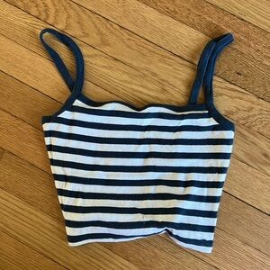American Eagle Basics Tank blue and white striped Cropped